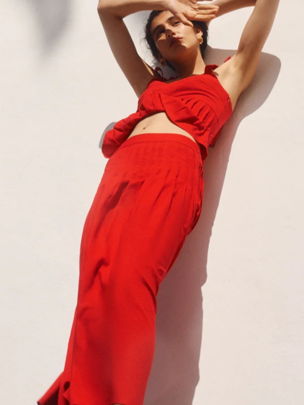 H&M Red Midi Skirt NWOT